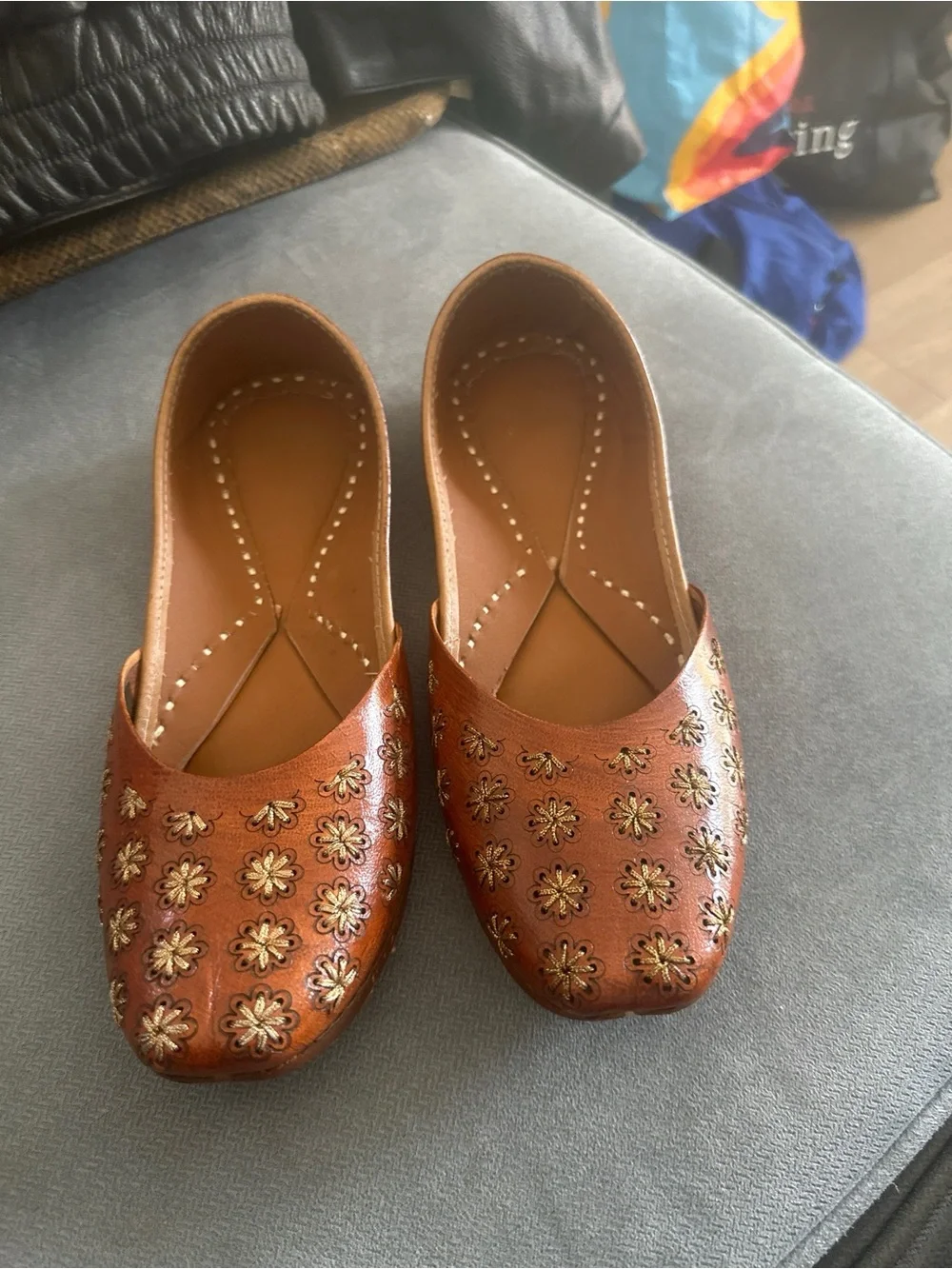 Embroidered Brown Floral Women's Jutti Flats